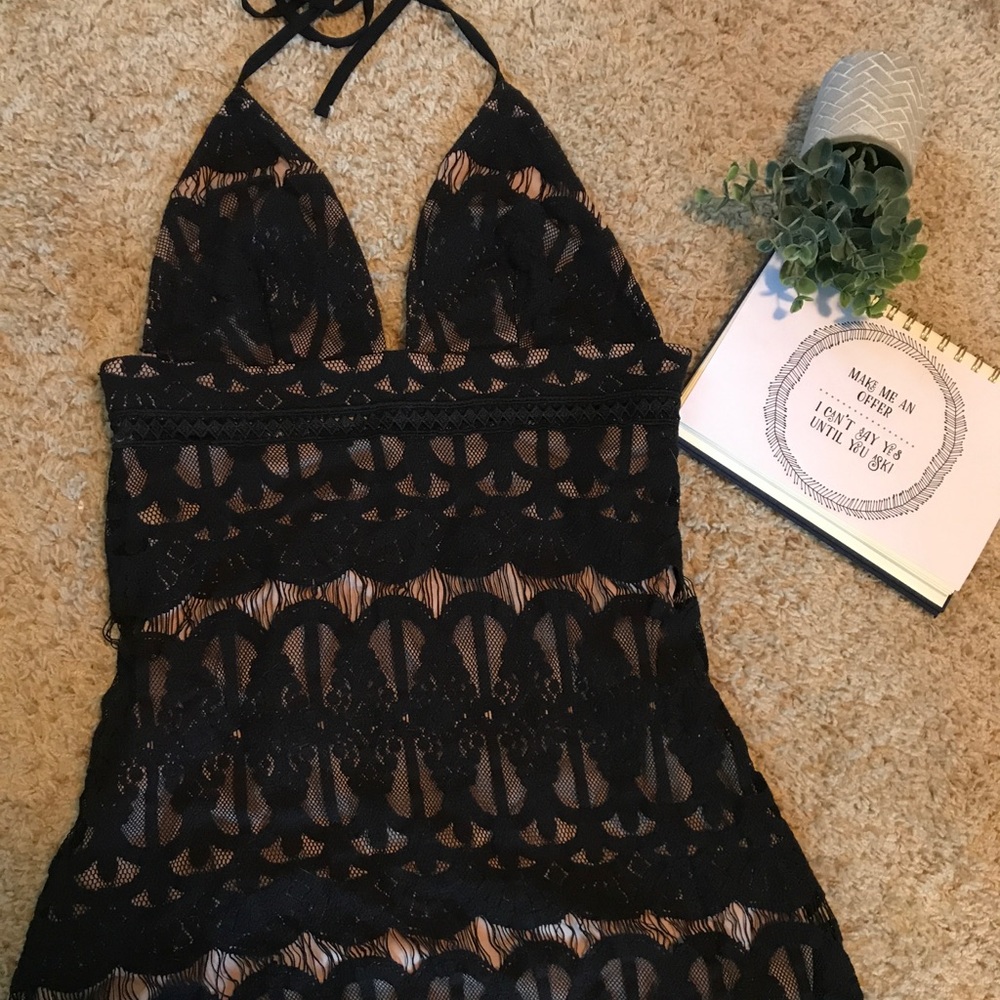 Black lace patterned dress
